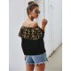  Casual Leopard Print Patchwork Off Shoulder Women's Top