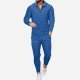  Leisure Pure Color Top And Trouser Men's Suit