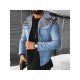 Plaid Patchwork Denim Jackets For Men