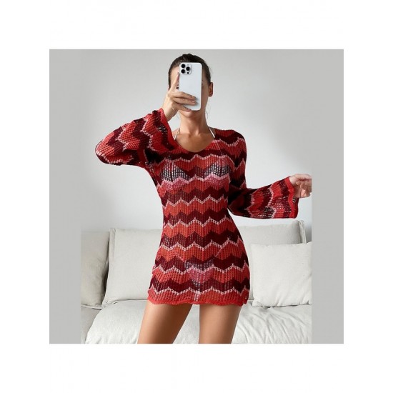  2022 Backless Contrast Color Lace Up Sweater Dress