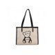 Contrast Color Bear Printed Tote Bags