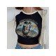 Vintage Raglan Sleeve Printed Crop T Shirts