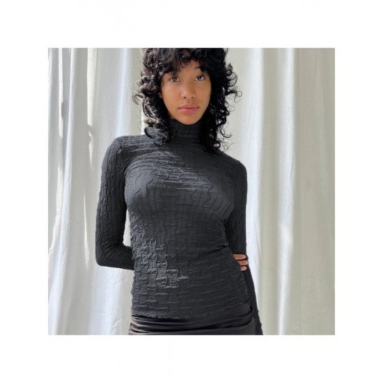 Turtle Neck Ladies Long Sleeve Fitted Tops