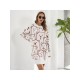  Casual Bear Jacquard Women's Long Sleeve Sweater Dress