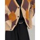  Rhombus Lattice Color Blocking Vintage Cardigan For Men