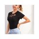 Summer Black Cut Out T Shirts For Women