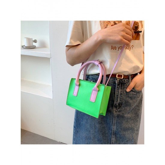  PU Contrast Color Shoulder Bag For Women