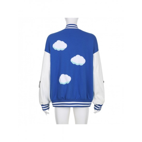  Autumn Street Cloud Embroidery Baseball Jacket