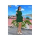  Casual Round Neck Pure Color Tassels Short Dress