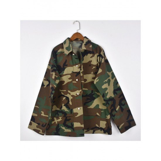 Street Camouflage Long Sleeve Ladies Jacket Coats