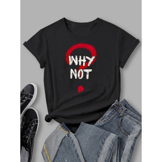 Printed Black T Shirt Tops For Women