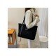 Canvas Contrast Color Black Grid Tote Bags