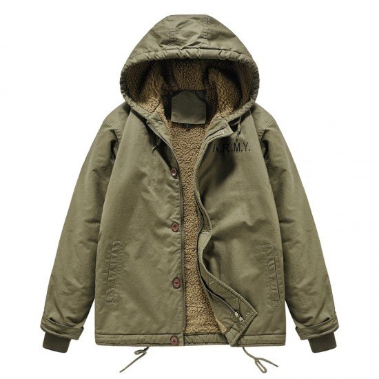  Winter Fleece Plush Hooded Men's Short Coats