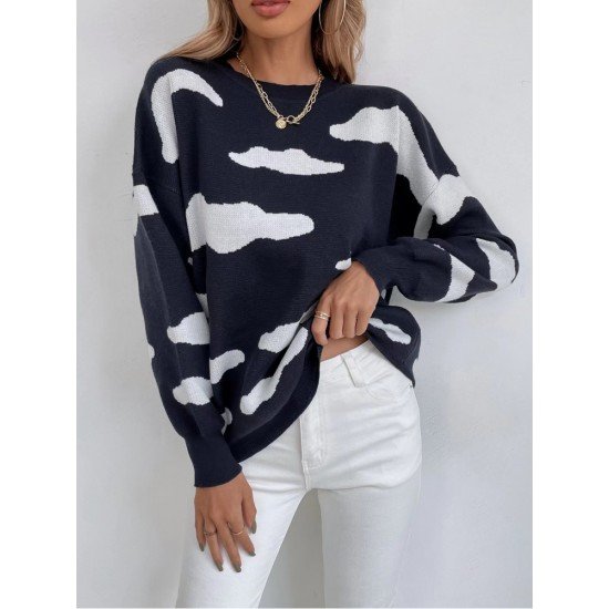 Ladies Black Cloud Pattern Pullover Sweaters