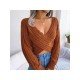 Sexy V Neck Solid Long Sleeve Cropped Sweaters