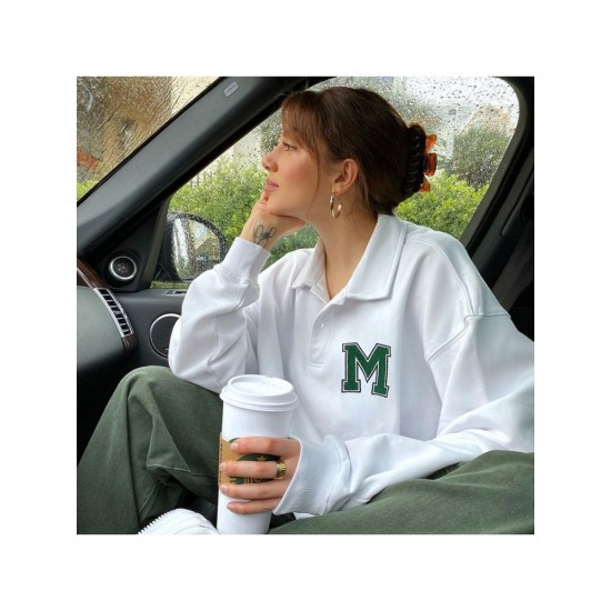  College Style Letter Embroidery Casual Women's Sweater