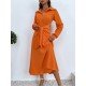 Casual Solid Long Sleeve Shirt Maxi Dresses