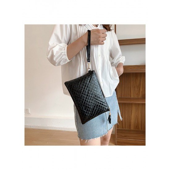 Casual Solid Rhombus Lattice Clutch Bag