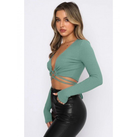 Sexy Tie Wrap Cropped Tops For Ladies