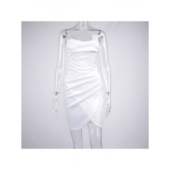 Ladies White Strapless Strapless Party Dresses