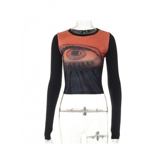 Stylish Sexy Fitted Eye Printed Ladies T Shirts