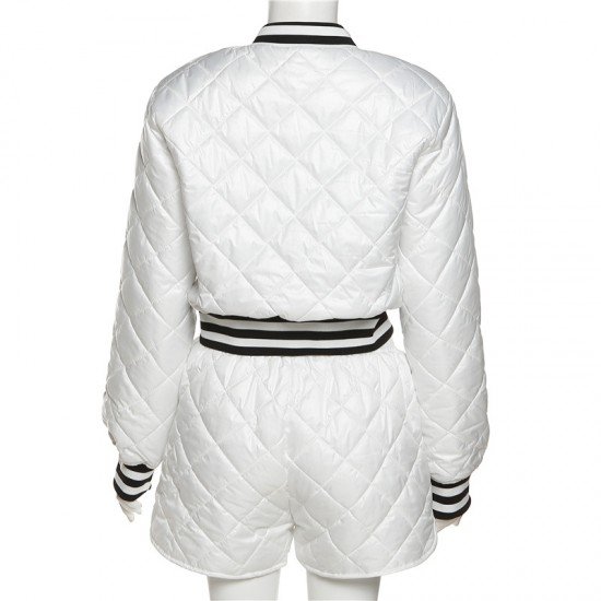 Embroidery Rhombus White Baseball Coats