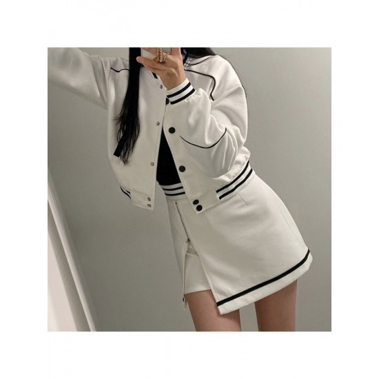  American Street Stand Collar Baseball Jacket For Women