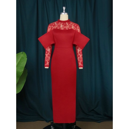  2022 Red Lace Patchwork Women's Party Dress