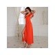 Ruffles V Neck Backless Slit Sleeveless Maxi Dress