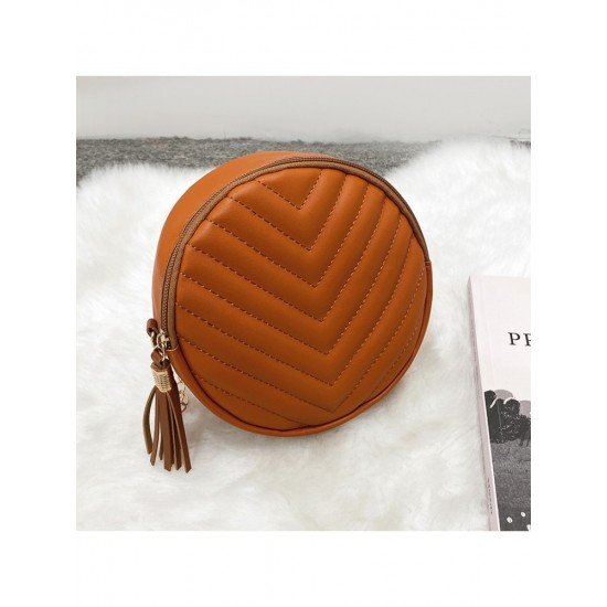  2022 Pure Color PU Women's Round Bags