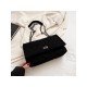 Fashion Black Canvas Rhombus Lattice Shoulder Bags