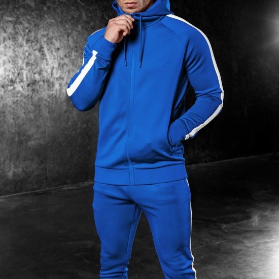  Men's Leisure Sports Hooded Zipper Two-Piece Set