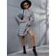 Houndstooth Long Sleeve Dresses For Women