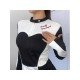 Embroidery Black White Color Blocking Jacket Coats