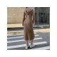 Casual Hooded Collar Solid Long Sleeve Midi Dresses