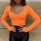 Scoop Neck Long Sleeve Fitted Bodysuits For Women