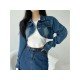 Designer Blue Cropped Denim Jacket Coats