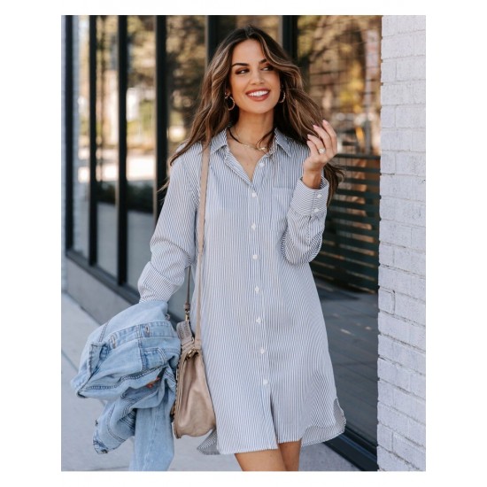  2022 Striped Casual Long Sleeve Dress For Women