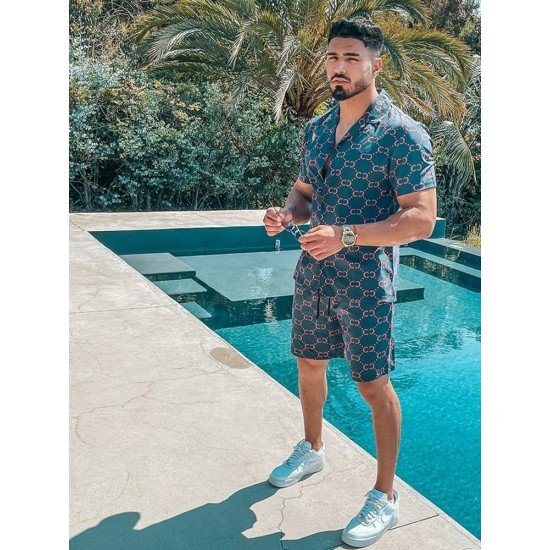  Printing Summer Beach Style Men's Suit