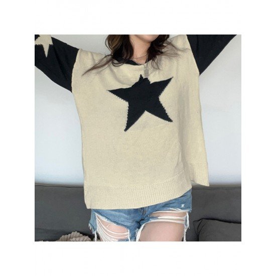 Star Loose Pullover Sweaters For Ladies