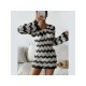  2022 Backless Contrast Color Lace Up Sweater Dress