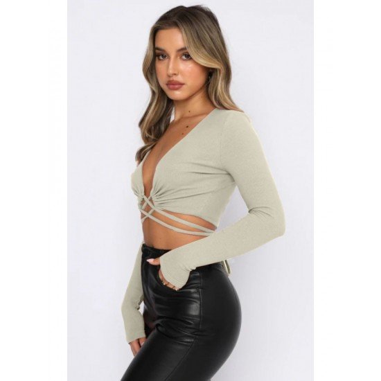 Sexy Tie Wrap Cropped Tops For Ladies