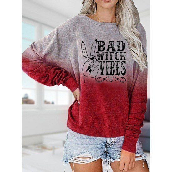 Gradient Color Printed Sweatshirts For Women