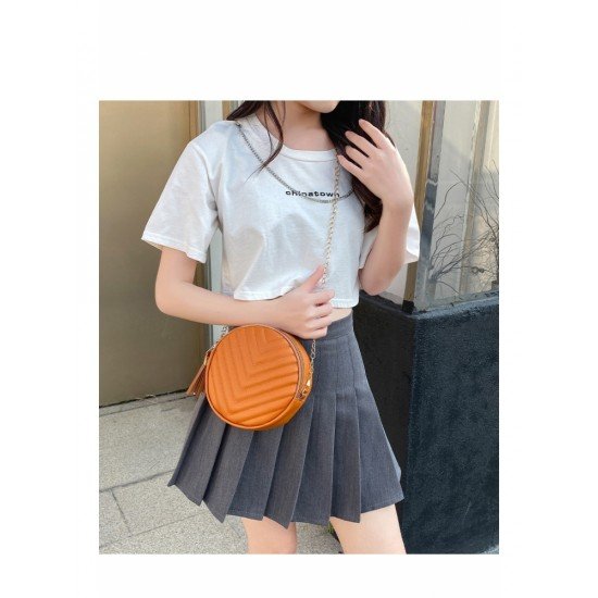  2022 Pure Color PU Women's Round Bags