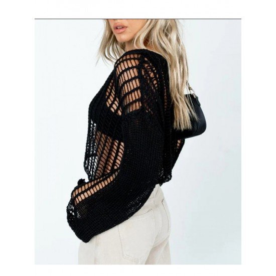 Hollow Out Sexy Black Cropped Tops