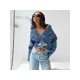  Fashion Heart Printed Women's Denim Jacket