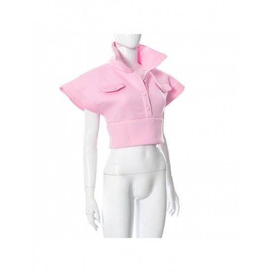 Trendy Pure Color Stand Collar Jacket For Women