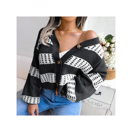 Lantern Sleeve V Neck Sweater Cardigan Coats