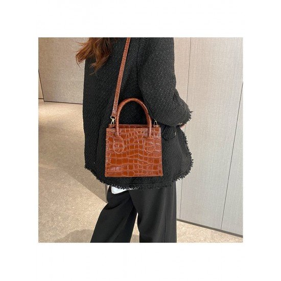  Stone Pattern PU Solid Ladies Shoulder Handbag