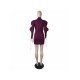 Stylish Tie Wrap Gigot Sleeve Long Sleeve Short Dress